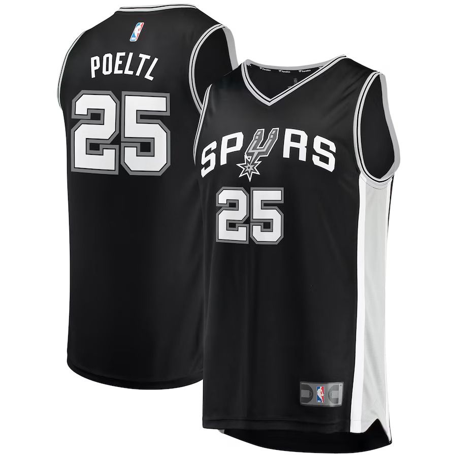 Men San Antonio Spurs #25 Jakob Poeltl Fanatics Branded Black Fast Break Replica NBA Jersey